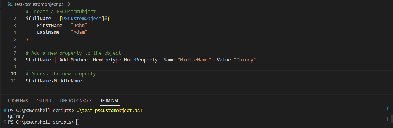 add property to custom object powershell